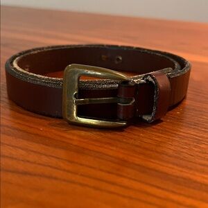 Vintage Etienne Aigner Leather Belt Brass Logos Size 24